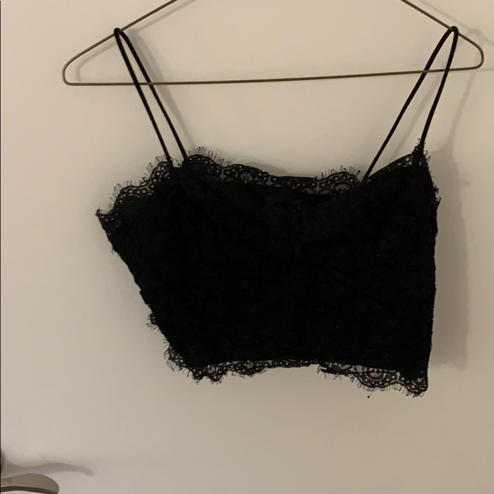Black lacy crop top